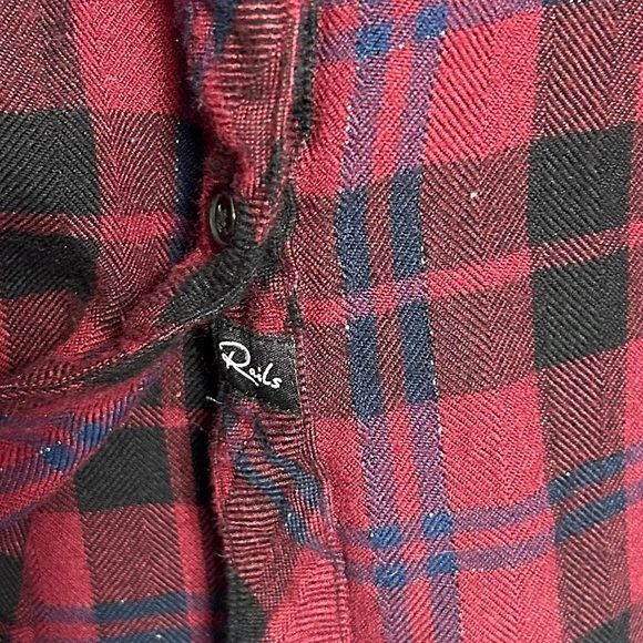 Rails Hunter Plaid Button Down Shirt Red Wine Size Small Top Sparkle Shimmer - Picture 4 of 7